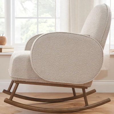 Tutti Bambini Micah Boucle Rocking Chair and Footstool - Biscuit