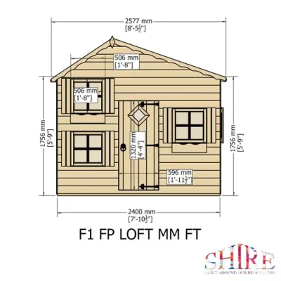 Shire Outdoor Playhouse with Loft 4