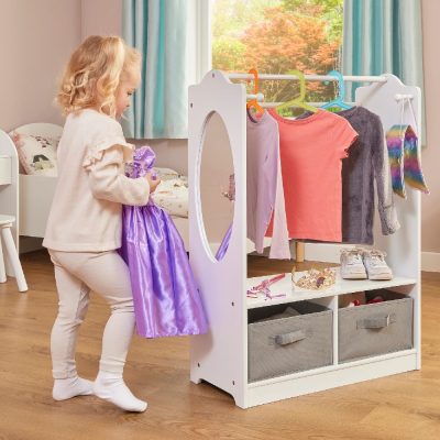 Liberty House Toys White Dress Up Unit with Grey Storage